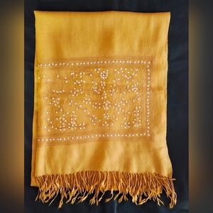 Chic Mustard Embellished Scarf